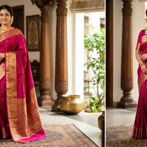 Shine in Silk: Gorgeous Pink Drapes in Our Banarasi Saree Collection 100% Original